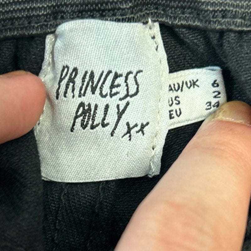 Princesss Polly XX Womens Size 2 Paperbag Waist Cutoff Cotton Blend Shorts