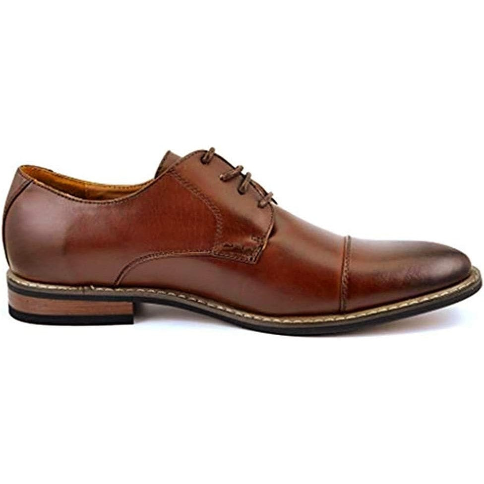 Bruno Marc Mens 13W Wide Brown Faux Leather Lace Up Classic Oxford Wingtip Shoes