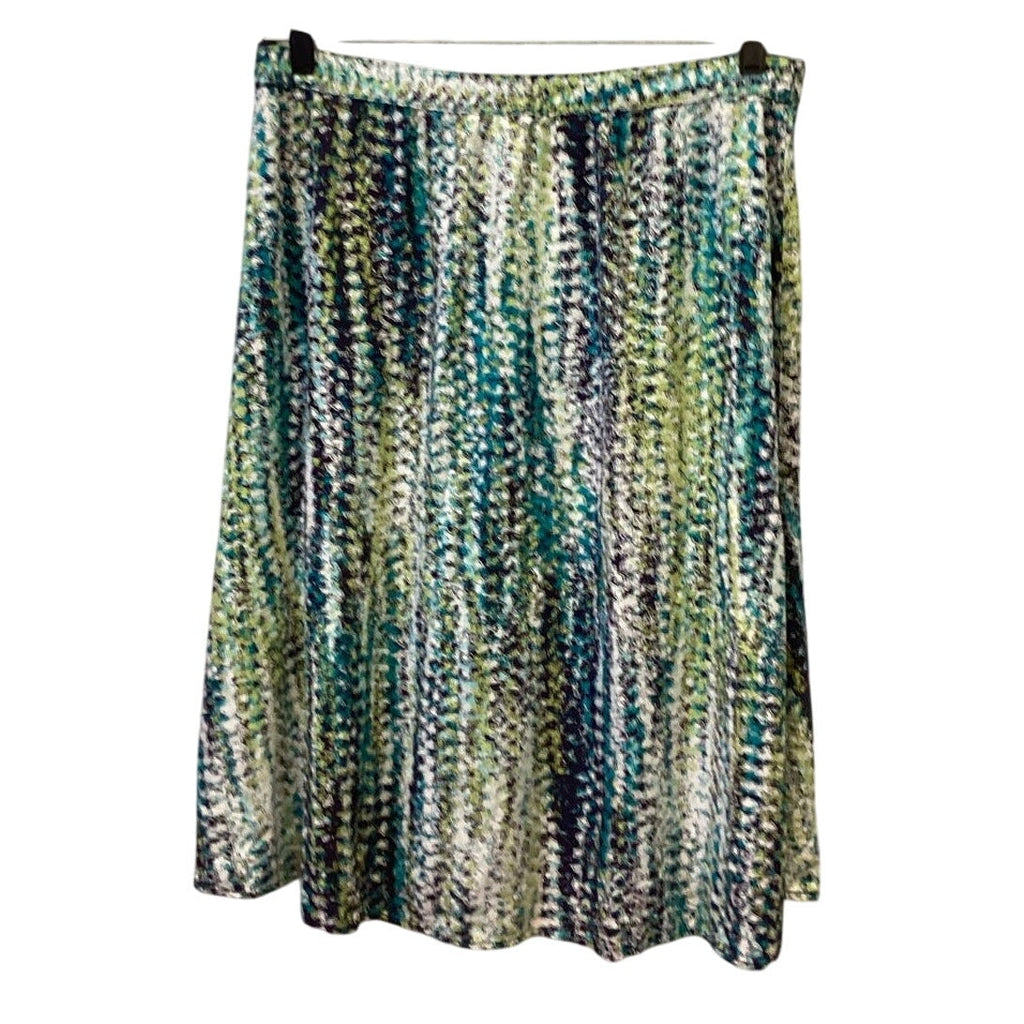 CJ Banks Womens XL Elastic Waistband Watercolor Stripe Print Flowy Midi Skirt
