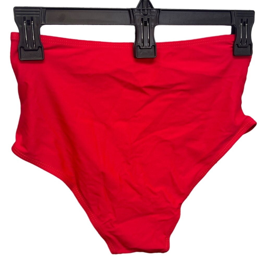 New Womens Medium 2pc High Waist Red Ferns Strappy Swimsuit Swim Suit Bikini