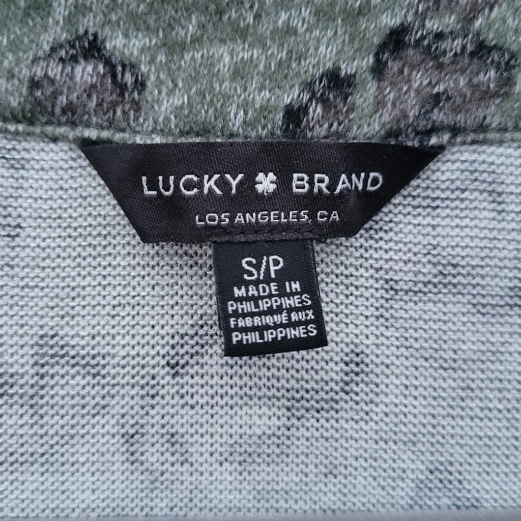 NWT New Lucky Brand Womens Small Leopard Print Viscose Long Sleeve Henley Top