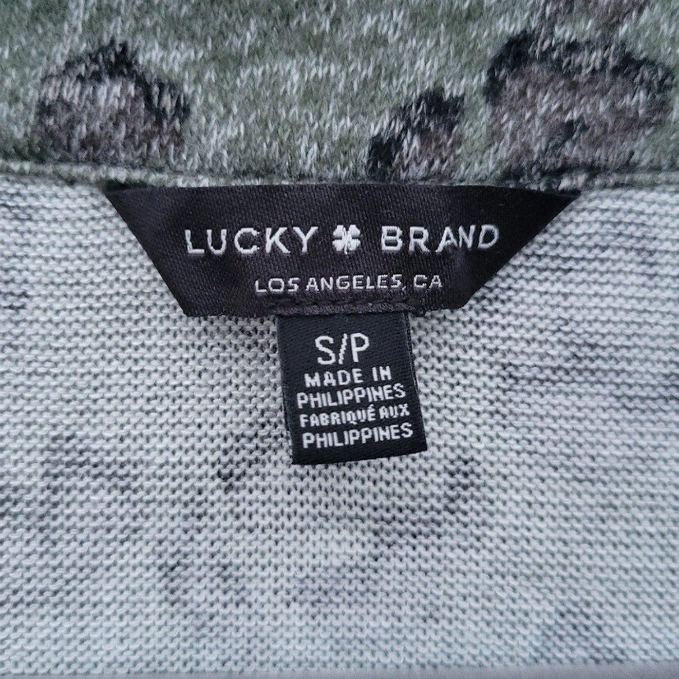 NWT New Lucky Brand Womens Small Leopard Print Viscose Long Sleeve Henley Top