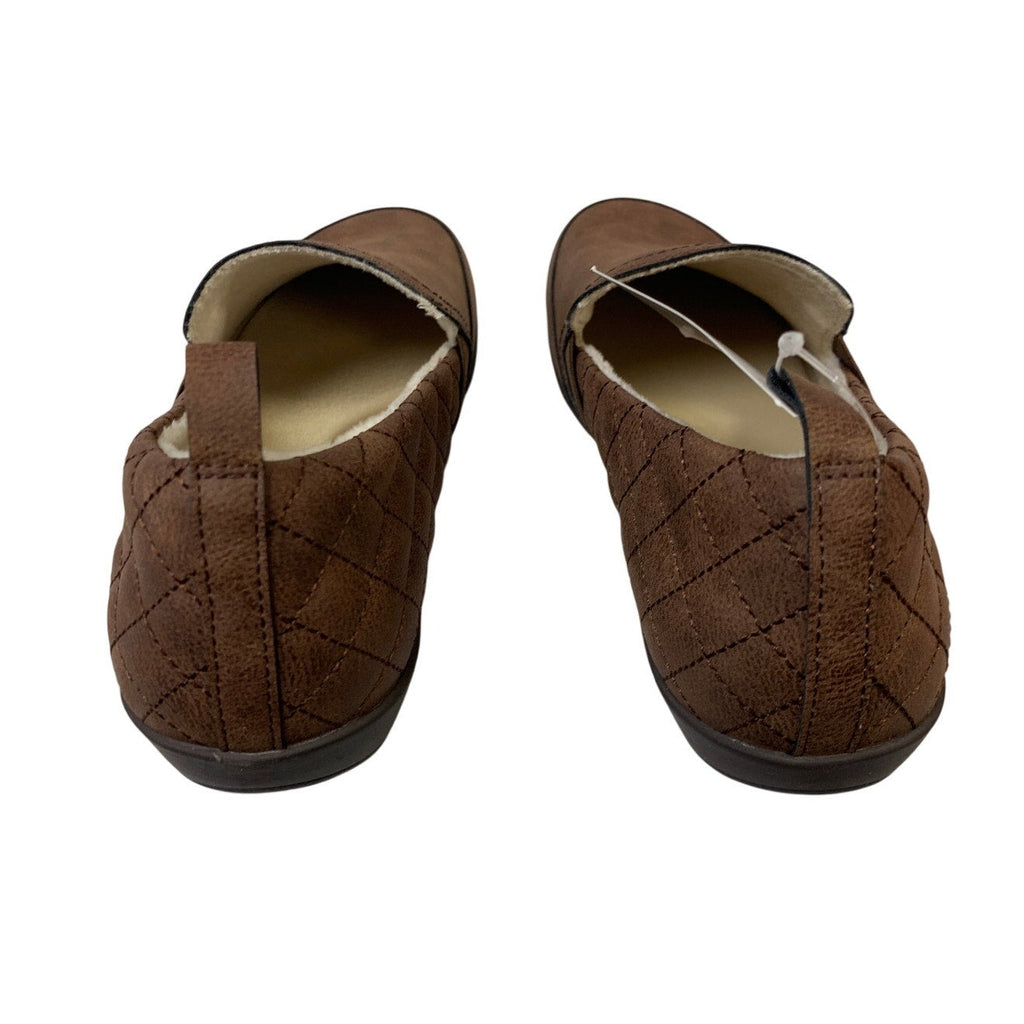 New In Box JSport Womens 9 Brown Faux Leather Lisa Slide On Memory Foam Shoes