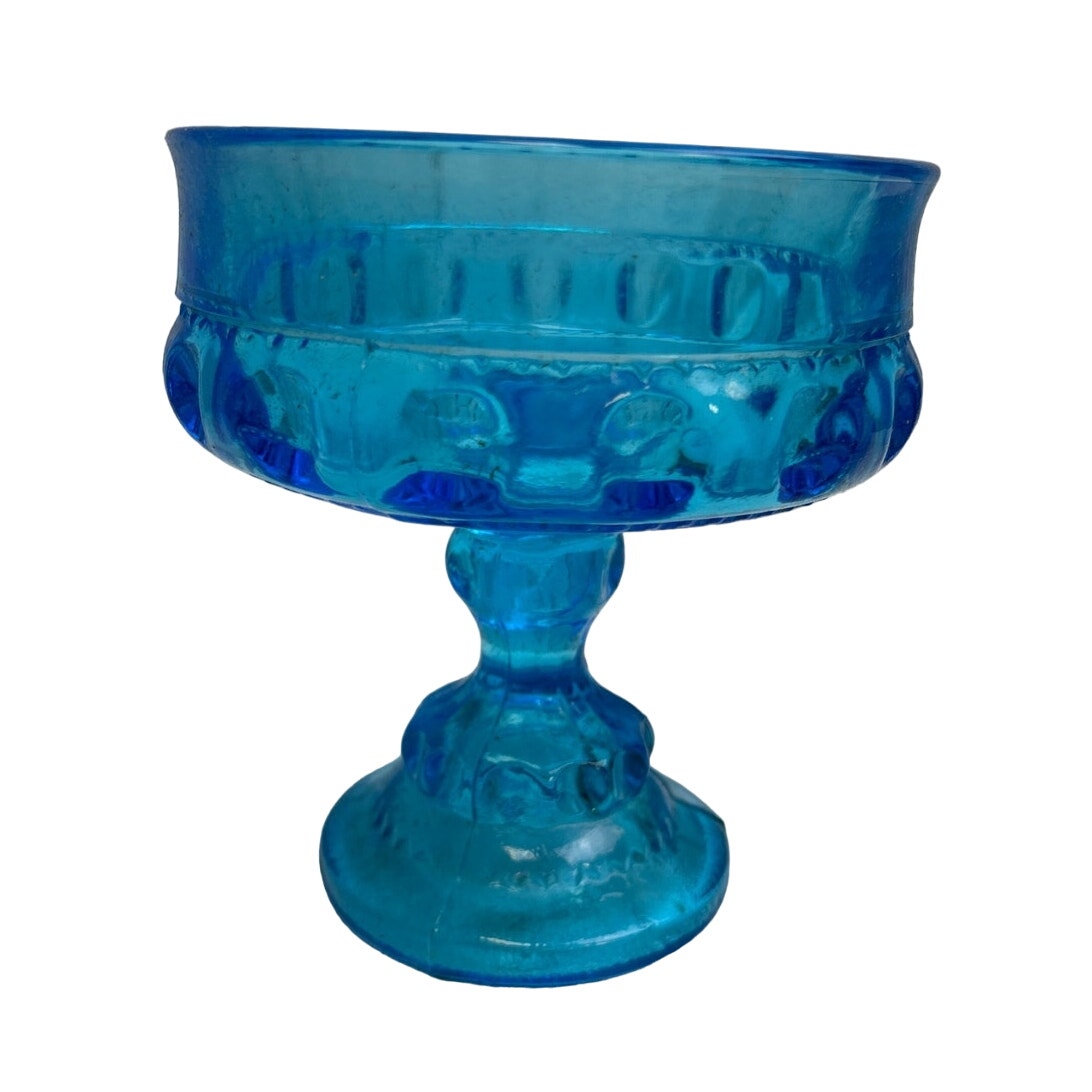 Vintage Indiana Glass Company 5" Horizon Blue Glass Wedding Bowl Original Box