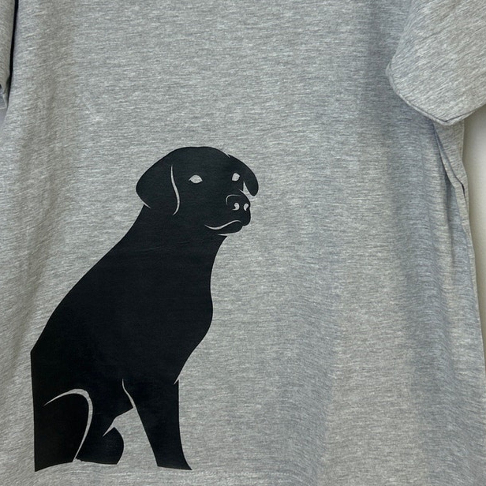 New Hand Printed Mens XL Gray Heathered Black Lab Dog Short Sleeve Tee Shirt