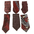 Lot of 6 Wine Red Silver Striped Geometric Vintage and Newer Mens Neck Ties