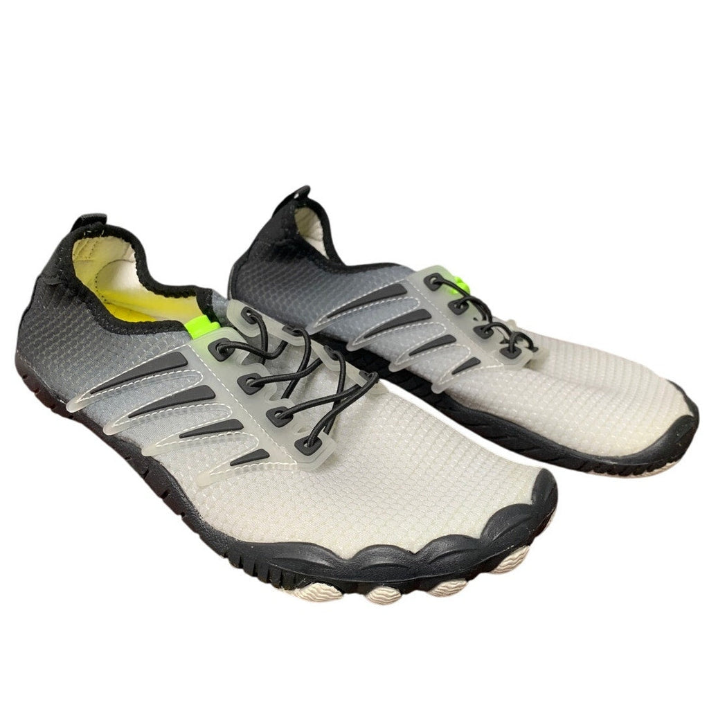 Mens Size 7 Womens 9 Black Gray Non Slip Adjustable Lace Up Aqua Water Shoes