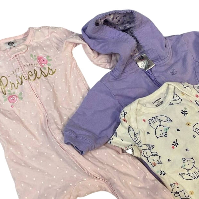 Lot of 5 Girls 0-3 Months Gerbers HB One Piece Tops Sleeper Jacket Leopard Spot