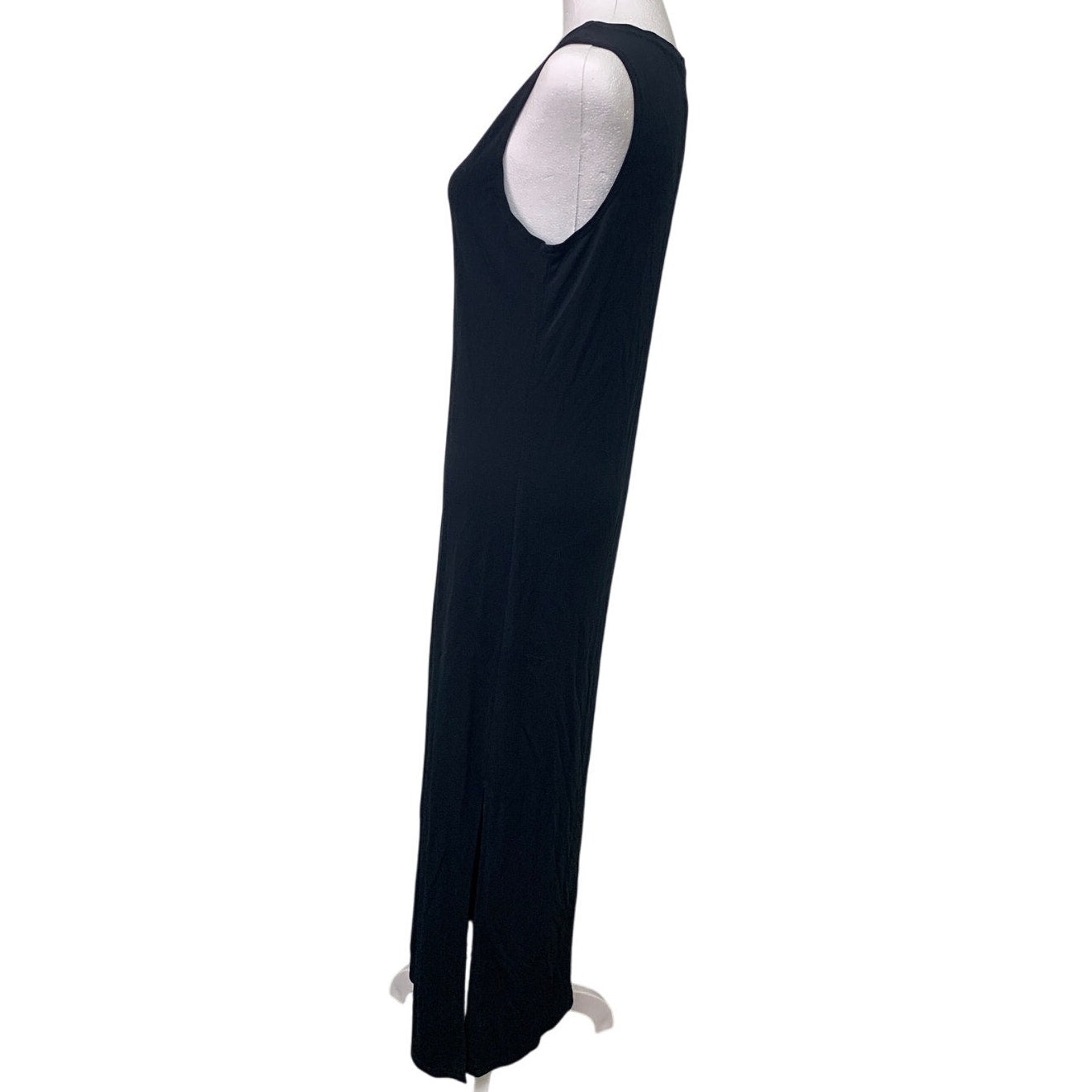 GAP Womens Medium Long Black Straight PolyRayon Sleeveless V Neck Maxi Dress