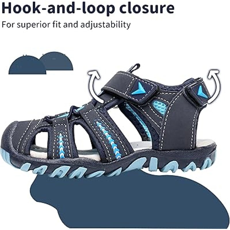 Apakowa Kids Boys Girls Toddler Size 5 Soft Sole Close Toe Sport Beach Sandals