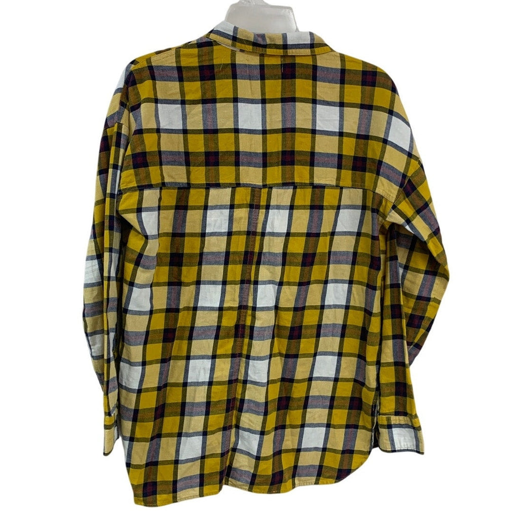 Old Navy Womens Medium 100% Cotton Boyfriend Plaid Long Sleeve Button Up Shirt