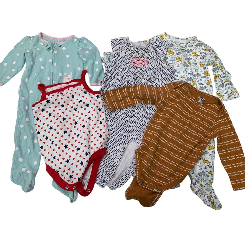 Baby Girl 6 Mos Sleeper Romper One Pieces Outfits Clothing Lot of 5 Items