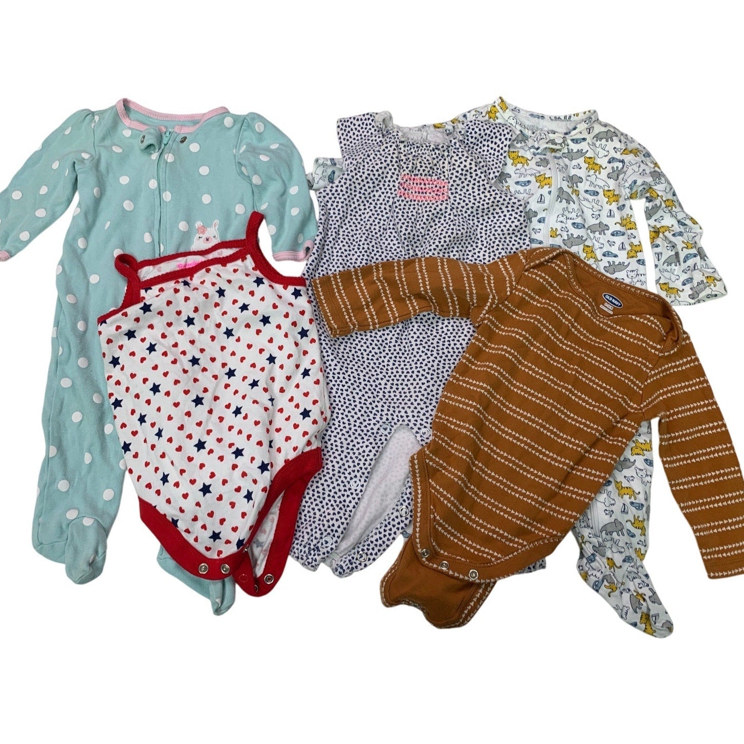 Baby Girl 6 Mos Sleeper Romper One Pieces Outfits Clothing Lot of 5 Items