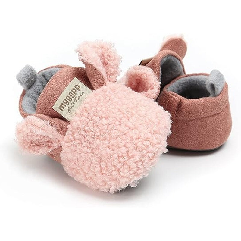 MYGGPP Baby Girls 6-12 Months Pink Fuzzy Booties Slippers Indoor Shoes