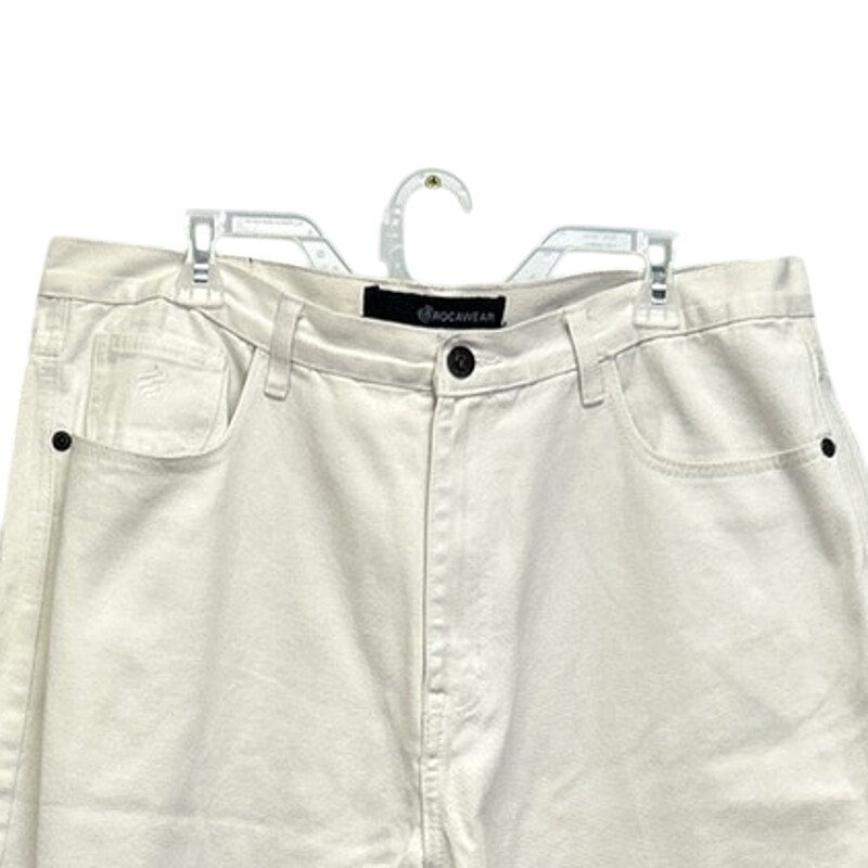 Rocawear Mens Size 40 100% Cotton Long White Denim Jean Shorts Jorts