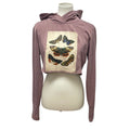 Hand Printed Upcycled Womens Medium Vintage Book Butterfly Page Cropped Hoodie