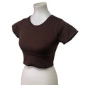 New OFFLINE By Aerie Womens Small Brown Sidewalk Seamless Cropped T-Shirt Tee