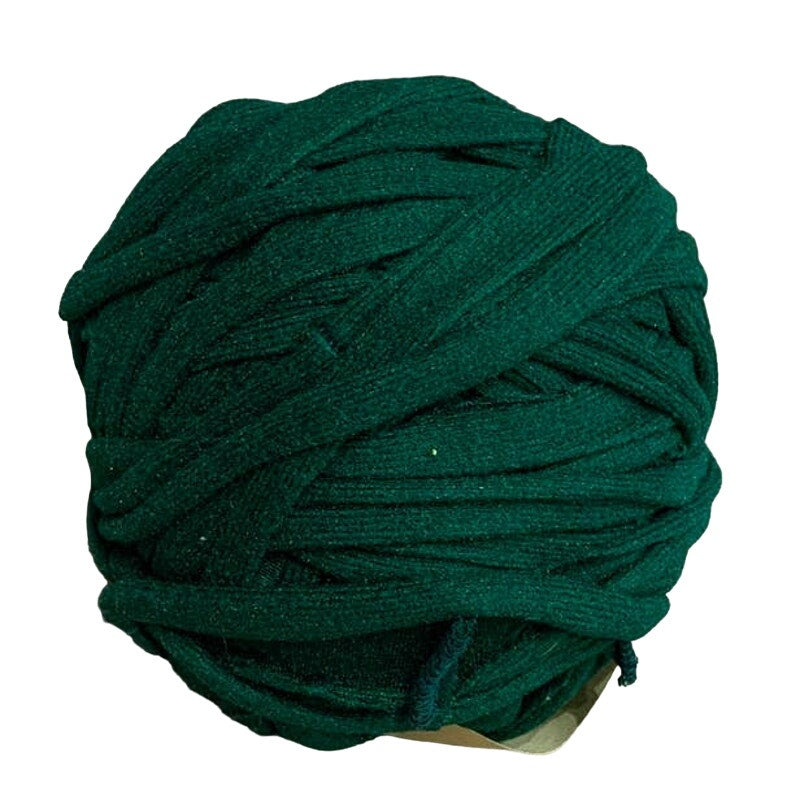 Handmade Craft Knitting Crochet Upcycled Polyester Dark Green Fabric Ribbon Yarn