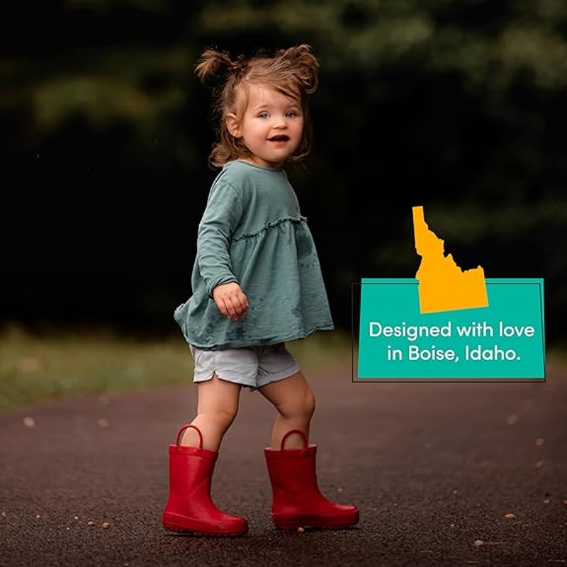 Lone Cone Toddler Girls Size 8 Red Rain Boots Easy On Handles Round Toe Shoes