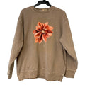 Upcycled Hand Printed Womens Medium Poinsettia Flower Long Sleeve Sweatshirt