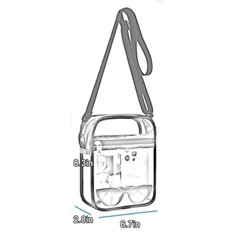 Uspeclare Red Trim Crossbody Zip Closure Clear Stadium Approved Purse Handbag