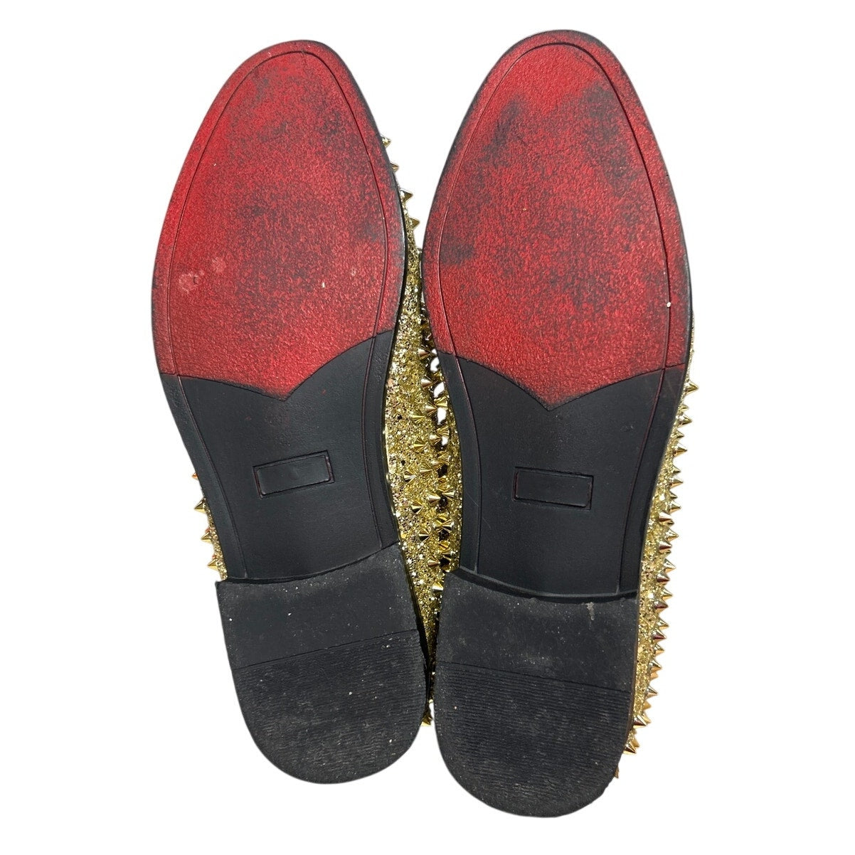 SPK70 Mens Size 12 Shiny Gold Spike Glitter Slip On Tuxedo Loafer Dress Shoes