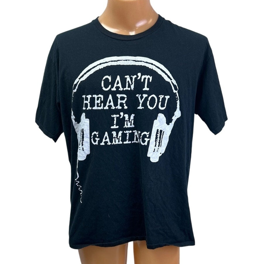 Can't Hear You I'm Gaming Mens XL 100% Cotton Short Sleeve Crew Neck Tee Shirt