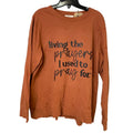 Upcycled Hand Printed Womens Size 16 Orange Living Jesus Prayers Pray Sweatshirt