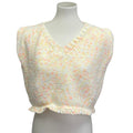 Handmade Knit Womens Large Sleeveless V Neck Cropped Pullover Sweater