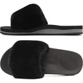 New Coface Womens Size 8 Black Fuzzy Slides Open Round Toe Sandal House Shoes