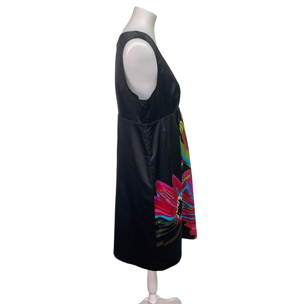 Axcess Liz Claiborne Womens Large Graphic Floral V-Neck Sleeveless Sheath Dress