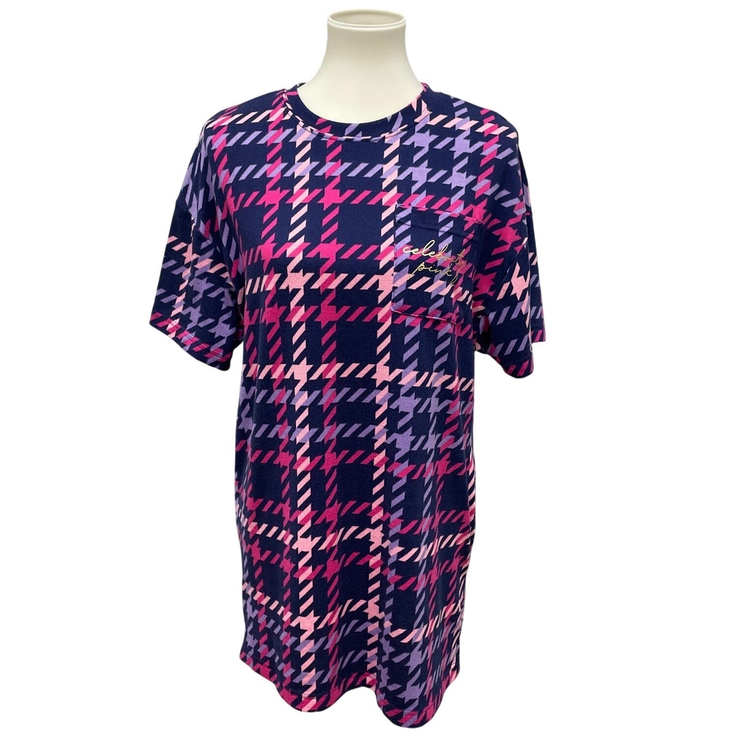Celebrity Pink Womens M/L Super Soft Long Short Sleeve Sleepshirt Nightgown Top