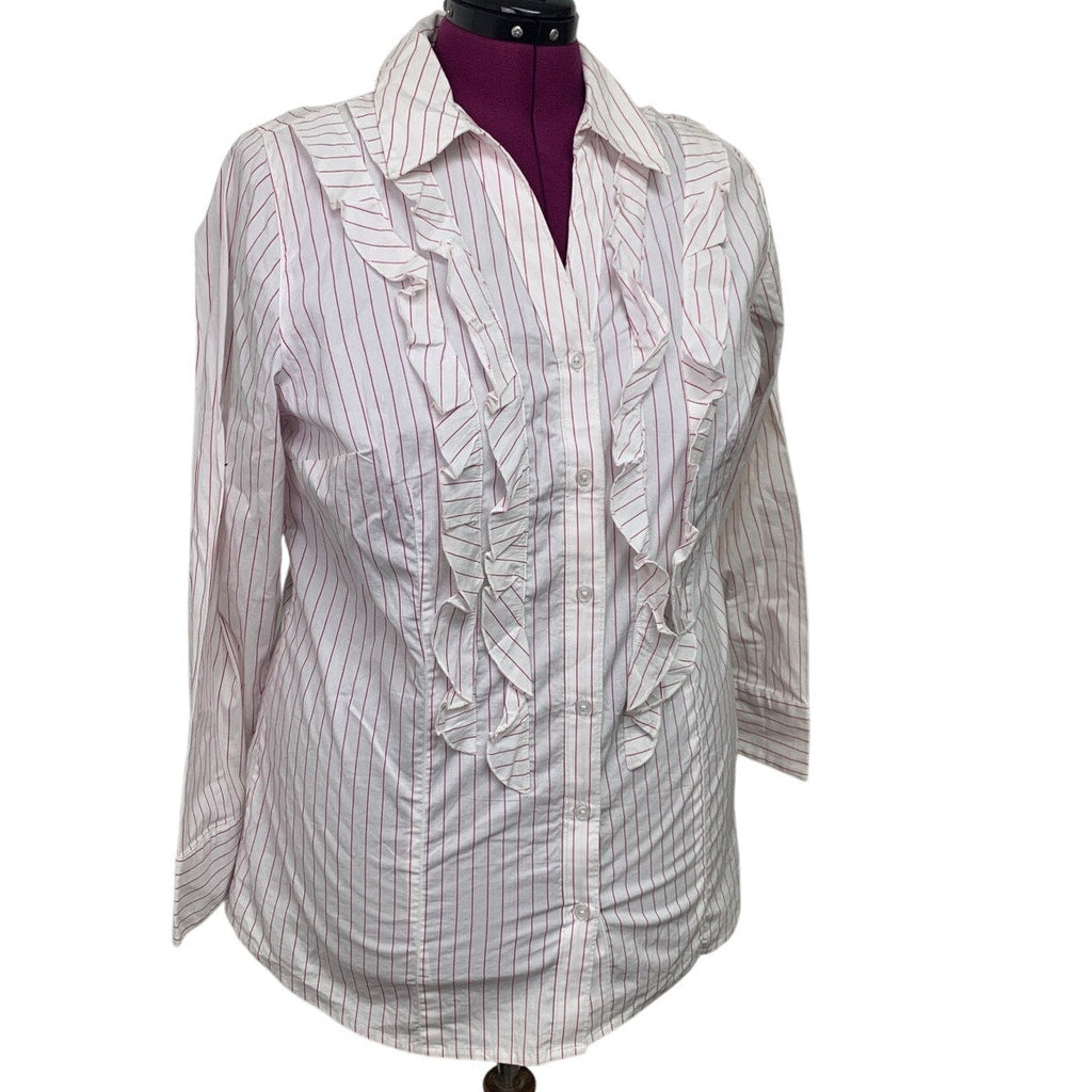 New Lane Bryant Womens Size 18 Cotton Blend Striped Long Sleeve Button Up Shirt
