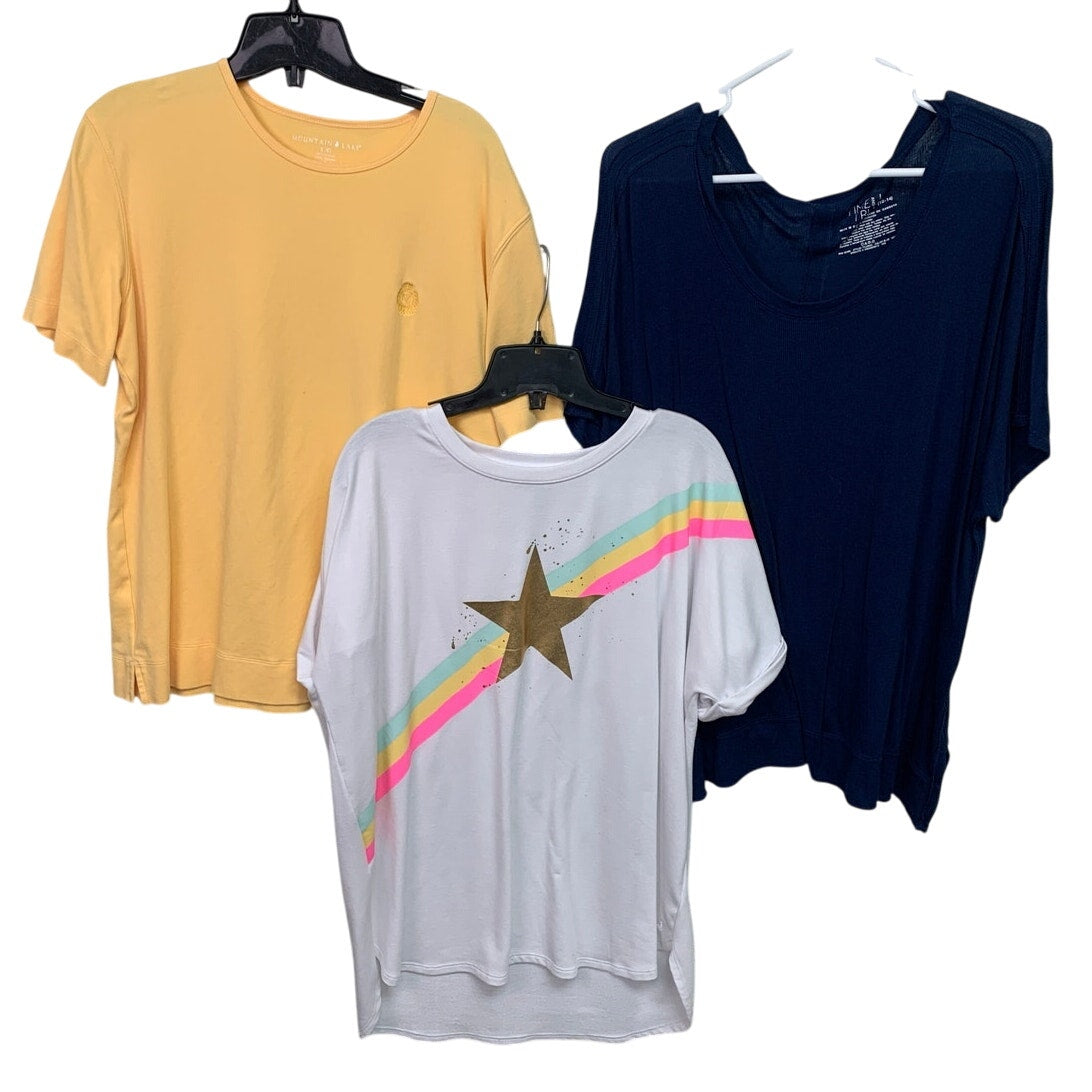 Lot of 3 Time & Tru Womens Large Short Sleeve Superstar Solid Colors Tee Shirts