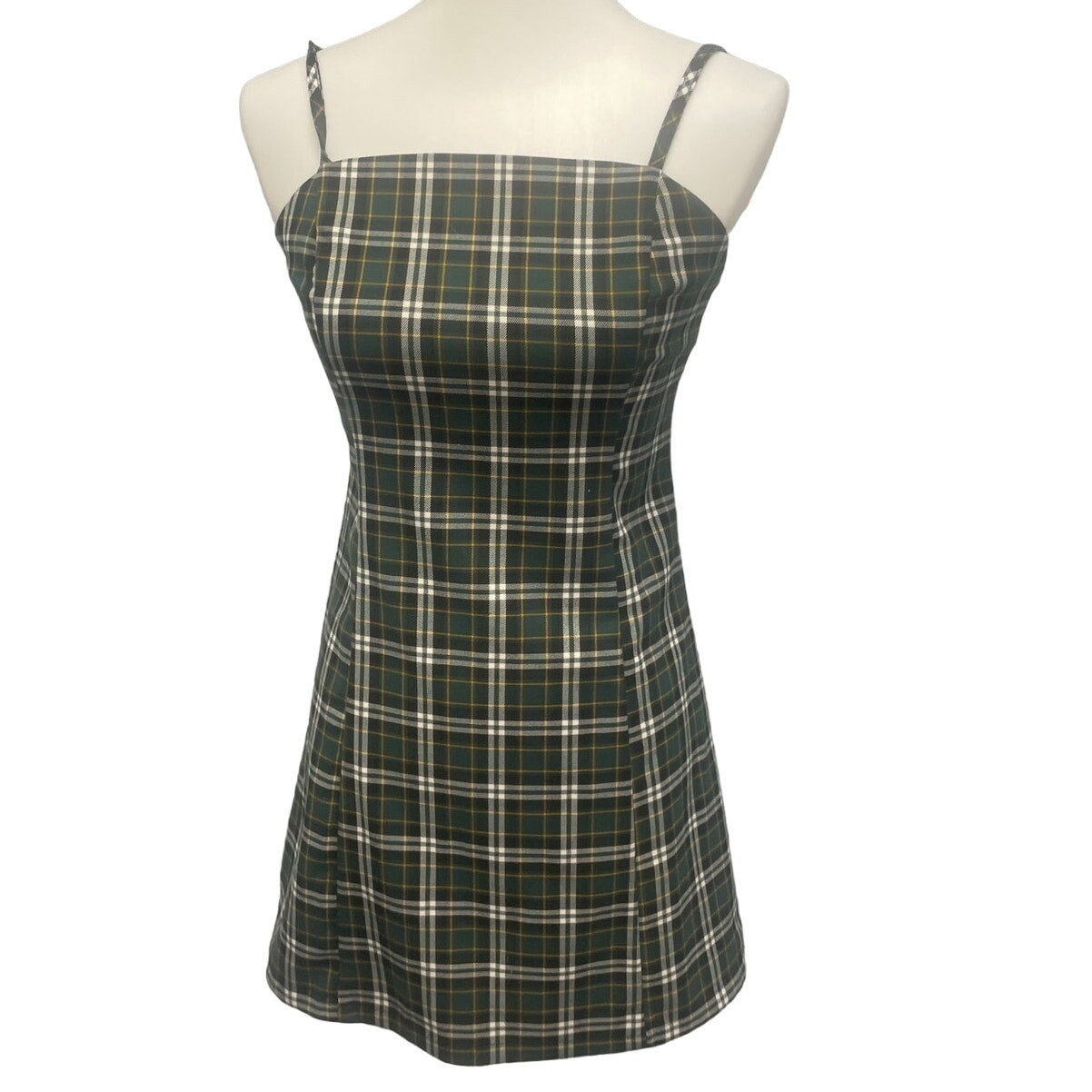 Empyre Womens Small Spaghetti Strap Plaid Fit & Flare Knee Length Dress
