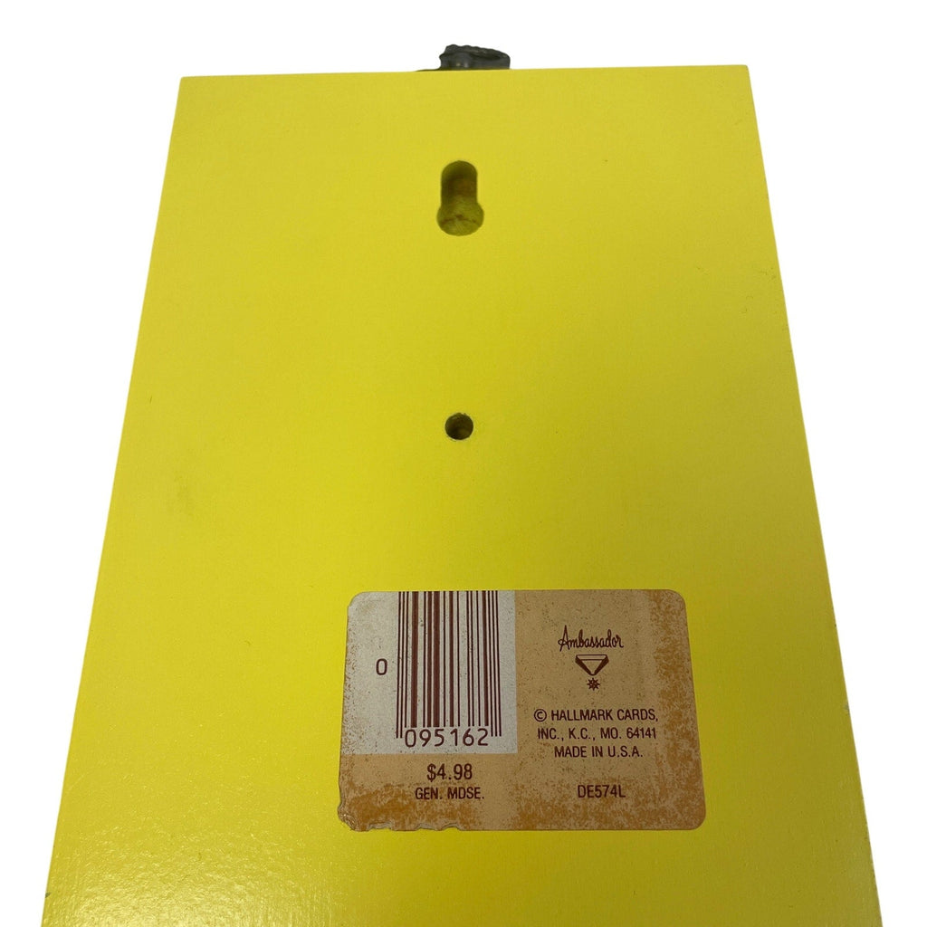 Vintage 1982 Hallmark Keep Smiling It Makes People Wonder Yellow Wood Plaque