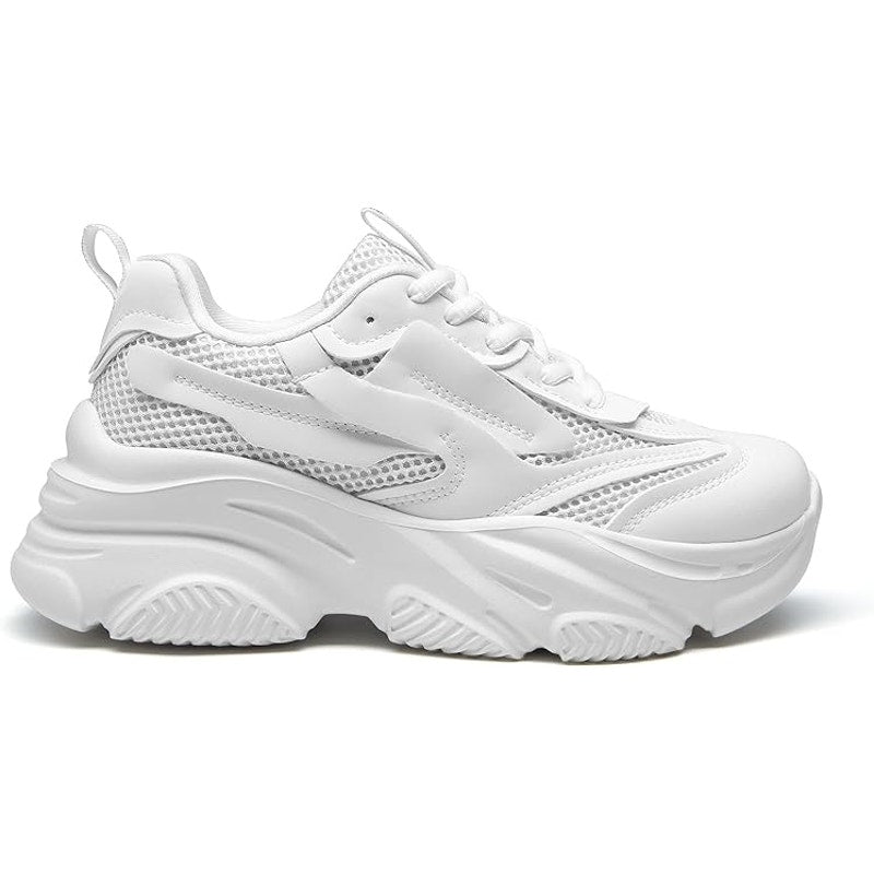 Dream Pairs Womens 6 White Faux Leather Lace Up Platform Sneakers Athletic Shoes