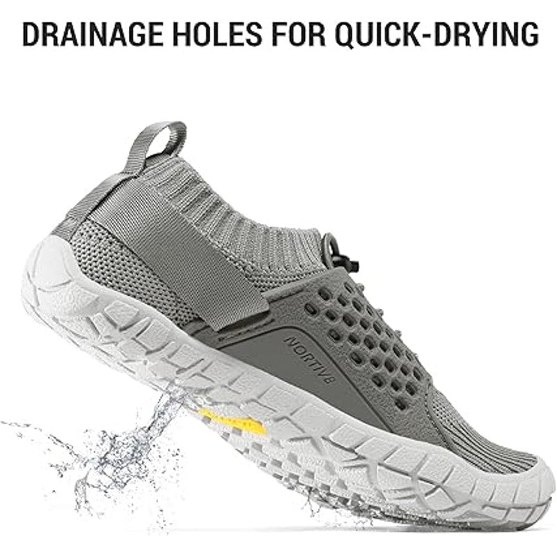 New Nortiv8 Little Boys 12 Gray Lace Up Barefoot Non Slip Aqua Socks Water Shoes