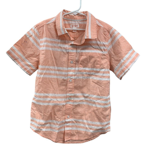 2 New Cat & Jack Boys Medium (8) Short Sleeve Striped Melon Button Up Shirts