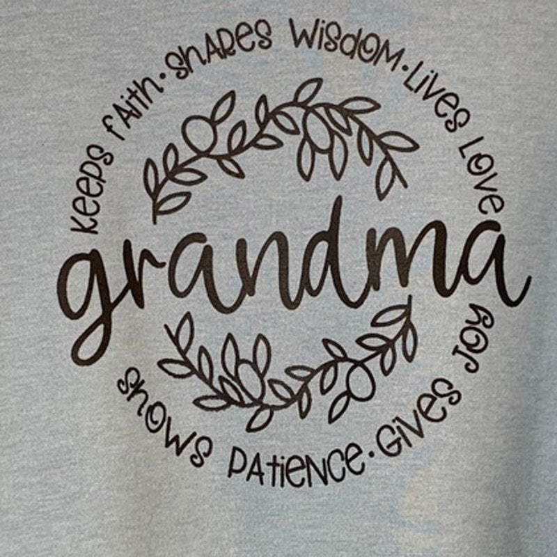 New Hand Printed Womens Medium Grandma Love Joy Patience Long Sleeve Sweatshirt