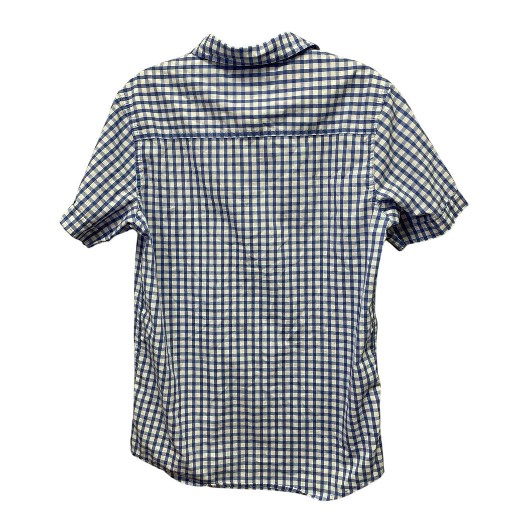 Nautica Boys XL (18/20) Short Sleeve White Blue Plaid Button Up Casual Shirt