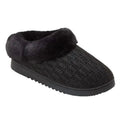 New In Box Dearfoams Women Small 5/6 Black Faux Fur Lined Knit Slide On Slippers