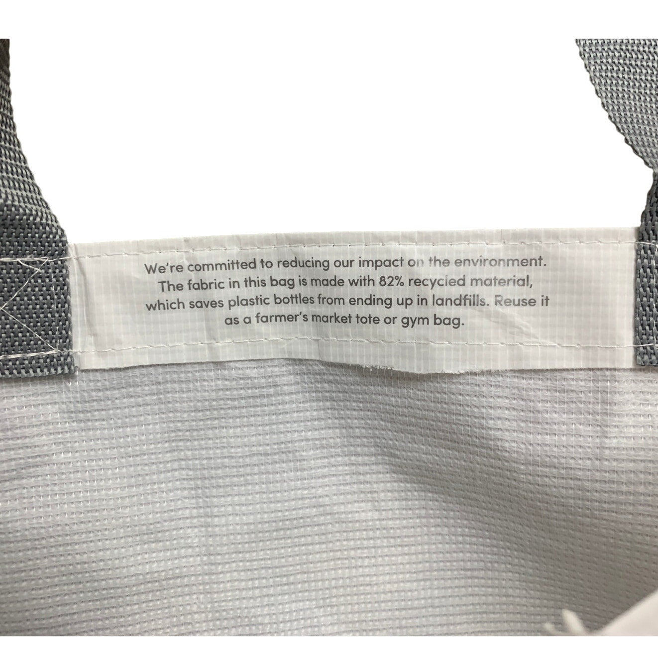 Athleta Recycled Plastic Silver White Reuseable Double Handle Shopper Tote Bag