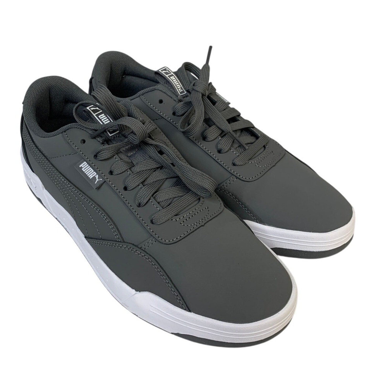 New PUMA Mens Size 9 Gray Faux Leather SoftFoam+ Lace Up Skate Sneaker Shoes