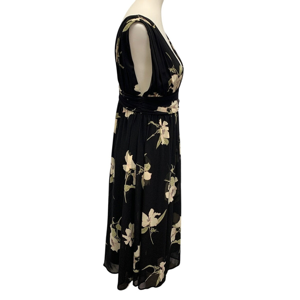 Lulu's Womens Medium Deep V Floral Flowy Cinched Waist Fit and Flare Dress