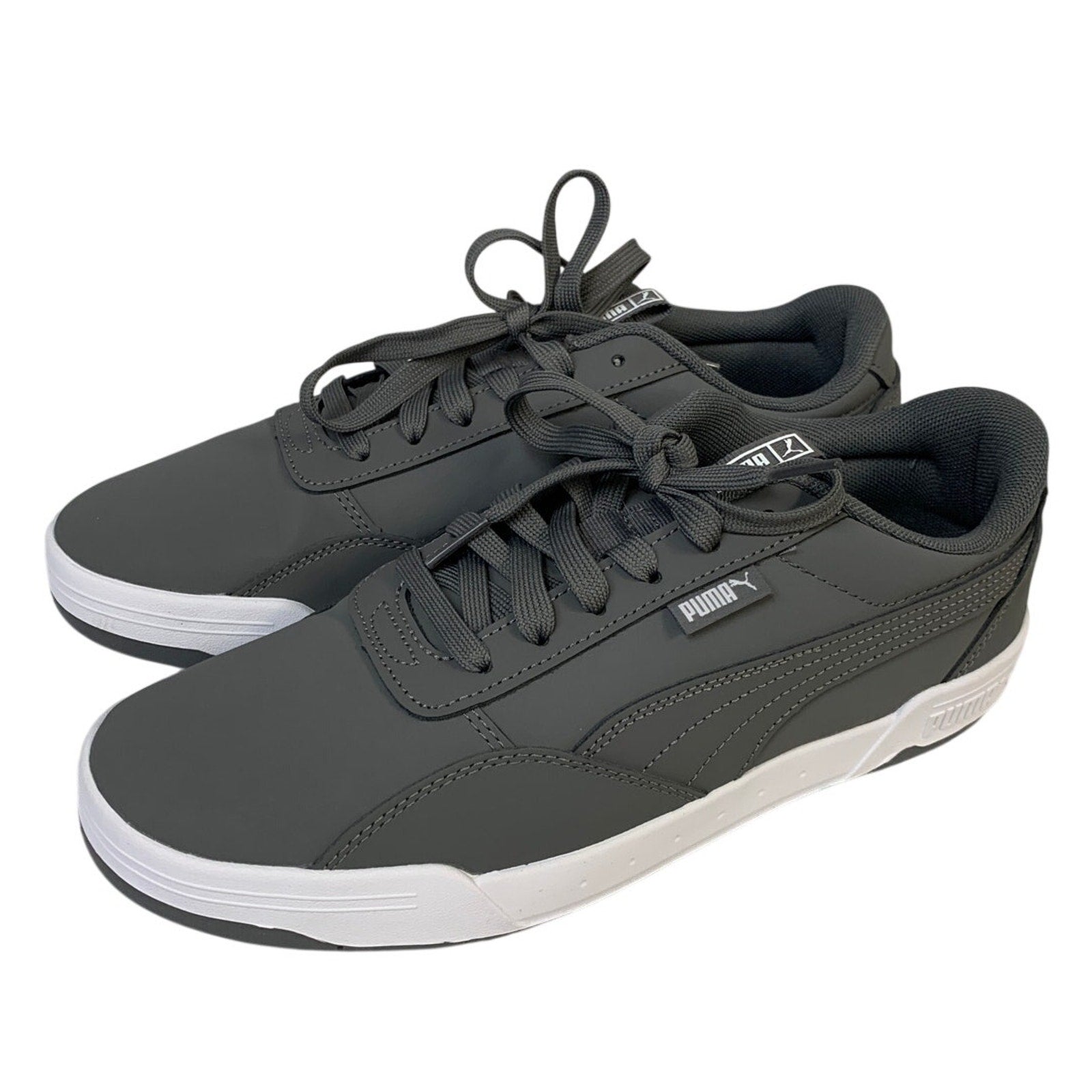 New PUMA Mens Size 9 Gray Faux Leather SoftFoam+ Lace Up Skate Sneaker Shoes