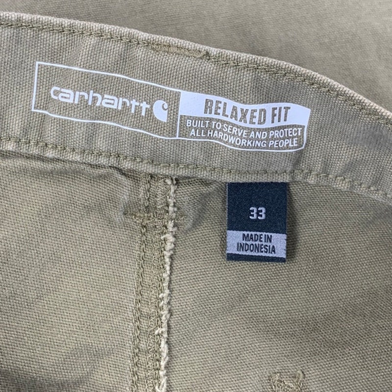 Carhartt Mens Size 33 Army Green Cotton Blend Relaxed Fit Multi Pocket Shorts
