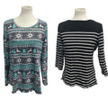 Time & Tru Faded Glory Womens Large Long Sleeve Boat Crew Neck Blouse Top
