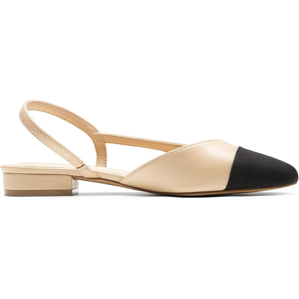 Dream Pairs Womens Size 7.5 Tan Black Slingback Low Heel Round Closed Toe Shoes