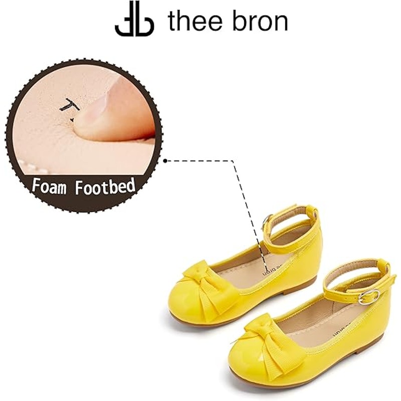 Thee Bron Toddler Girls Size 8.5 Yellow Mary Jane Flats Hook Loop Closure Shoes